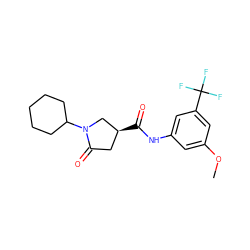 COc1cc(NC(=O)[C@H]2CC(=O)N(C3CCCCC3)C2)cc(C(F)(F)F)c1 ZINC000014959339