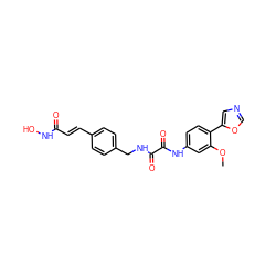 COc1cc(NC(=O)C(=O)NCc2ccc(/C=C/C(=O)NO)cc2)ccc1-c1cnco1 ZINC000058568654