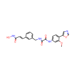 COc1cc(NC(=O)C(=O)NCc2cccc(/C=C/C(=O)NO)c2)ccc1-c1cnco1 ZINC000058582948