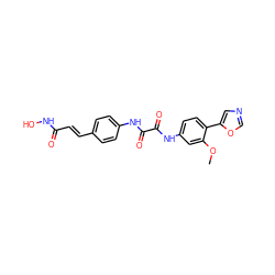 COc1cc(NC(=O)C(=O)Nc2ccc(/C=C/C(=O)NO)cc2)ccc1-c1cnco1 ZINC000058575763