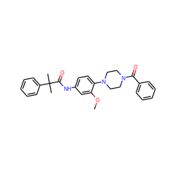 COc1cc(NC(=O)C(C)(C)c2ccccc2)ccc1N1CCN(C(=O)c2ccccc2)CC1 ZINC000043022030