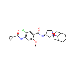 COc1cc(NC(=O)C2CC2)c(Cl)cc1C(=O)N[C@H]1CCN(C2C3CCCC2CCC3)C1 ZINC000013756913