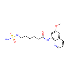 COc1cc(NC(=O)CCCCCNS(N)(=O)=O)c2ncccc2c1 ZINC000040918255