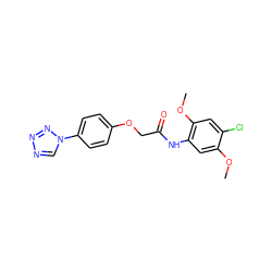 COc1cc(NC(=O)COc2ccc(-n3cnnn3)cc2)c(OC)cc1Cl ZINC000000882713