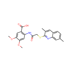 COc1cc(NC(=O)CSc2nc3cc(C)ccc3cc2C)c(C(=O)O)cc1OC ZINC000000932906