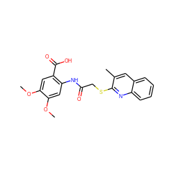 COc1cc(NC(=O)CSc2nc3ccccc3cc2C)c(C(=O)O)cc1OC ZINC000000902881