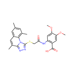 COc1cc(NC(=O)CSc2nnc3c(C)cc4cc(C)cc(C)c4n23)c(C(=O)O)cc1OC ZINC000000929734