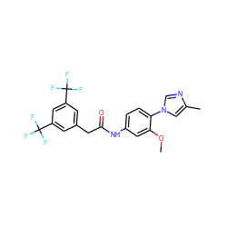 COc1cc(NC(=O)Cc2cc(C(F)(F)F)cc(C(F)(F)F)c2)ccc1-n1cnc(C)c1 ZINC000103290229