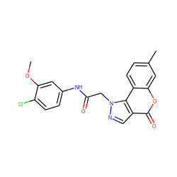 COc1cc(NC(=O)Cn2ncc3c(=O)oc4cc(C)ccc4c32)ccc1Cl ZINC000299820640