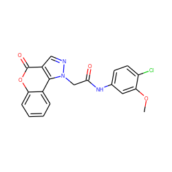 COc1cc(NC(=O)Cn2ncc3c(=O)oc4ccccc4c32)ccc1Cl ZINC000098209199