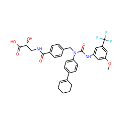 COc1cc(NC(=O)N(Cc2ccc(C(=O)NC[C@@H](O)C(=O)O)cc2)c2ccc(C3=CCCCC3)cc2)cc(C(F)(F)F)c1 ZINC000003965918