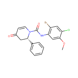 COc1cc(NC(=O)N2C=CC(=O)C[C@H]2c2ccccc2)c(Br)cc1Cl ZINC000115235215