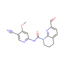 COc1cc(NC(=O)N2CCCc3ccc(C=O)nc32)ncc1C#N ZINC001772621570