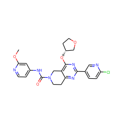 COc1cc(NC(=O)N2CCc3nc(-c4ccc(Cl)nc4)nc(O[C@@H]4CCOC4)c3C2)ccn1 ZINC000068248112