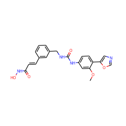 COc1cc(NC(=O)NCc2cccc(/C=C/C(=O)NO)c2)ccc1-c1cnco1 ZINC000058574845