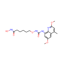 COc1cc(NC(=O)NOCCCCCC(=O)NO)c2nc(OC)cc(C)c2c1 ZINC001772579806