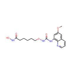 COc1cc(NC(=O)NOCCCCCC(=O)NO)c2ncccc2c1 ZINC001772634888