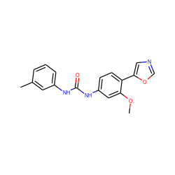 COc1cc(NC(=O)Nc2cccc(C)c2)ccc1-c1cnco1 ZINC000000022851