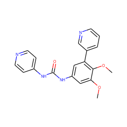 COc1cc(NC(=O)Nc2ccncc2)cc(-c2cccnc2)c1OC ZINC000653705294