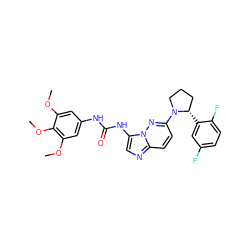 COc1cc(NC(=O)Nc2cnc3ccc(N4CCC[C@@H]4c4cc(F)ccc4F)nn23)cc(OC)c1OC ZINC000118242882