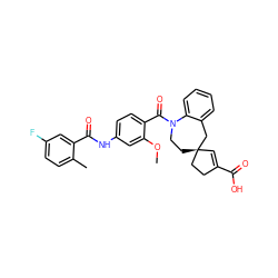 COc1cc(NC(=O)c2cc(F)ccc2C)ccc1C(=O)N1CC[C@]2(C=C(C(=O)O)CC2)Cc2ccccc21 ZINC000028962445