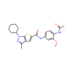 COc1cc(NC(=O)c2cc3c(C)nn(C4CCCCC4)c3s2)ccc1NC(C)=O ZINC000114713553