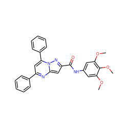 COc1cc(NC(=O)c2cc3nc(-c4ccccc4)cc(-c4ccccc4)n3n2)cc(OC)c1OC ZINC000001069221