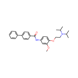 COc1cc(NC(=O)c2ccc(-c3ccccc3)cc2)ccc1OCCN(C(C)C)C(C)C ZINC000040764455