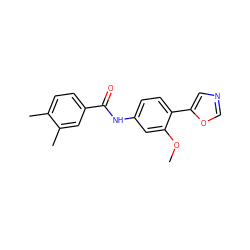 COc1cc(NC(=O)c2ccc(C)c(C)c2)ccc1-c1cnco1 ZINC000013818665