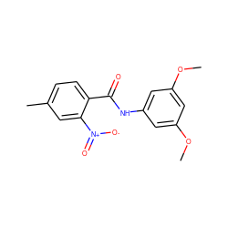 COc1cc(NC(=O)c2ccc(C)cc2[N+](=O)[O-])cc(OC)c1 ZINC000042921417