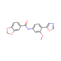 COc1cc(NC(=O)c2ccc3c(c2)OCO3)ccc1-c1cnco1 ZINC000026730014