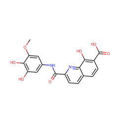 COc1cc(NC(=O)c2ccc3ccc(C(=O)O)c(O)c3n2)cc(O)c1O ZINC000026500267