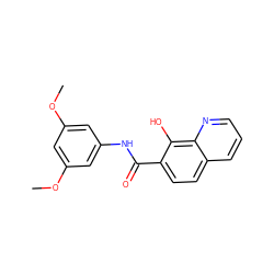 COc1cc(NC(=O)c2ccc3cccnc3c2O)cc(OC)c1 ZINC000040753098