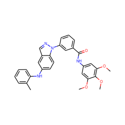 COc1cc(NC(=O)c2cccc(-n3ncc4cc(Nc5ccccc5C)ccc43)c2)cc(OC)c1OC ZINC000096906412