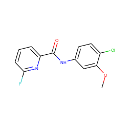 COc1cc(NC(=O)c2cccc(F)n2)ccc1Cl ZINC000194892039