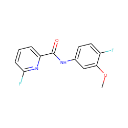 COc1cc(NC(=O)c2cccc(F)n2)ccc1F ZINC000143689033