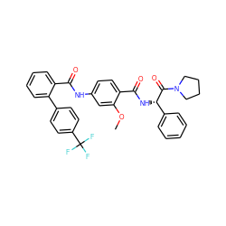 COc1cc(NC(=O)c2ccccc2-c2ccc(C(F)(F)F)cc2)ccc1C(=O)N[C@H](C(=O)N1CCCC1)c1ccccc1 ZINC000036184490