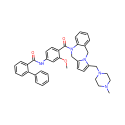 COc1cc(NC(=O)c2ccccc2-c2ccccc2)ccc1C(=O)N1Cc2ccc(CN3CCN(C)CC3)n2Cc2ccccc21 ZINC000027873439