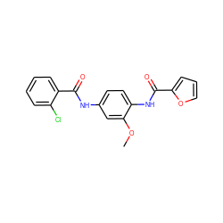 COc1cc(NC(=O)c2ccccc2Cl)ccc1NC(=O)c1ccco1 ZINC000001218061