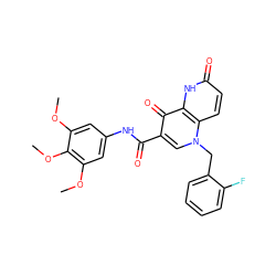 COc1cc(NC(=O)c2cn(Cc3ccccc3F)c3ccc(=O)[nH]c3c2=O)cc(OC)c1OC ZINC000073169581