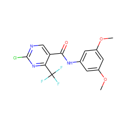 COc1cc(NC(=O)c2cnc(Cl)nc2C(F)(F)F)cc(OC)c1 ZINC000027413087