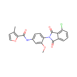 COc1cc(NC(=O)c2occc2C)ccc1N1C(=O)c2cccc(Cl)c2C1=O ZINC000473154463