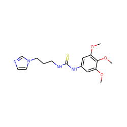 COc1cc(NC(=S)NCCCn2ccnc2)cc(OC)c1OC ZINC000013679615