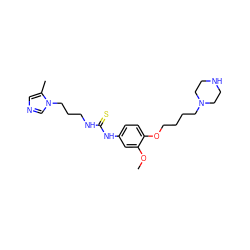 COc1cc(NC(=S)NCCCn2cncc2C)ccc1OCCCCN1CCNCC1 ZINC001772620208