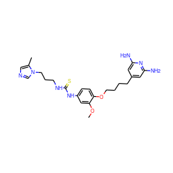 COc1cc(NC(=S)NCCCn2cncc2C)ccc1OCCCCc1cc(N)nc(N)c1 ZINC001772571956