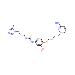 COc1cc(NC(=S)NCCCn2cncc2C)ccc1OCCCCc1cccc(N)n1 ZINC001772614172