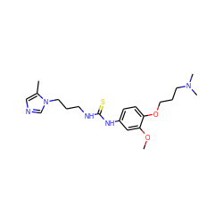 COc1cc(NC(=S)NCCCn2cncc2C)ccc1OCCCN(C)C ZINC001772590756