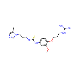 COc1cc(NC(=S)NCCCn2cncc2C)ccc1OCCCNC(=N)N ZINC001772644771