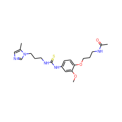 COc1cc(NC(=S)NCCCn2cncc2C)ccc1OCCCNC(C)=O ZINC001772615975