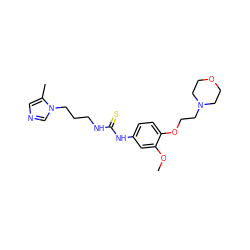 COc1cc(NC(=S)NCCCn2cncc2C)ccc1OCCN1CCOCC1 ZINC001772580364